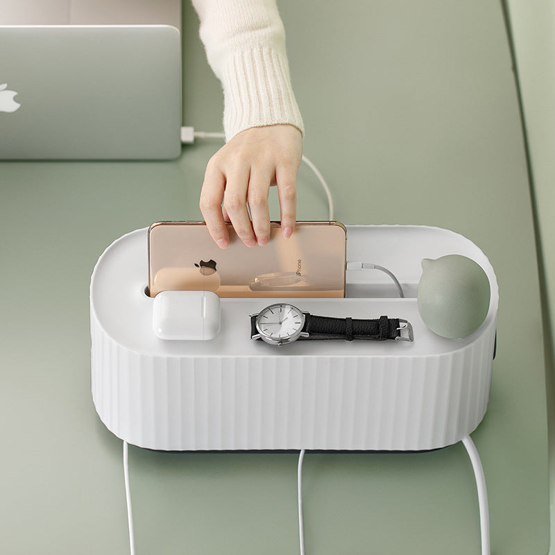 Power Strip & Cable Storage Organizer Box