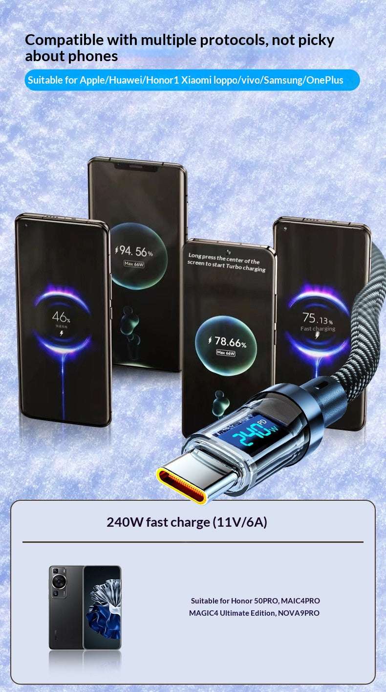 240W Type-C Fast Charging Cable, Digital Display