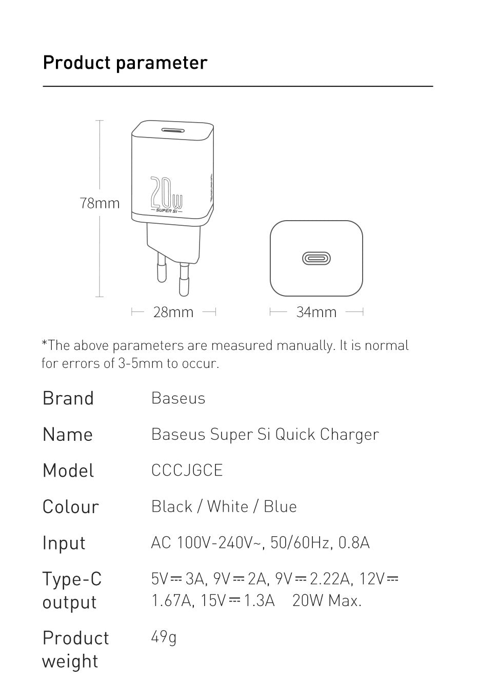 EU USB-C 20W Fast Charger for iPhone