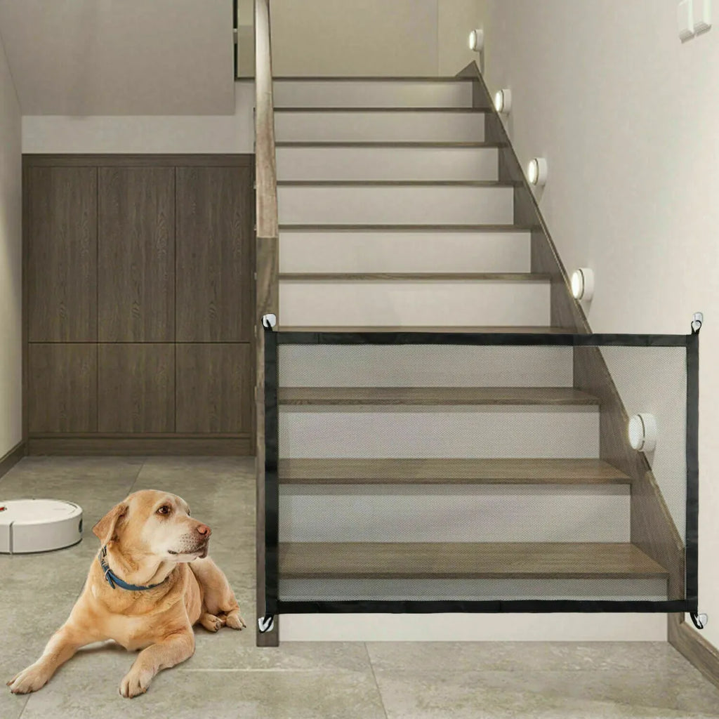 Portable mesh safety gate for doorways and stairs