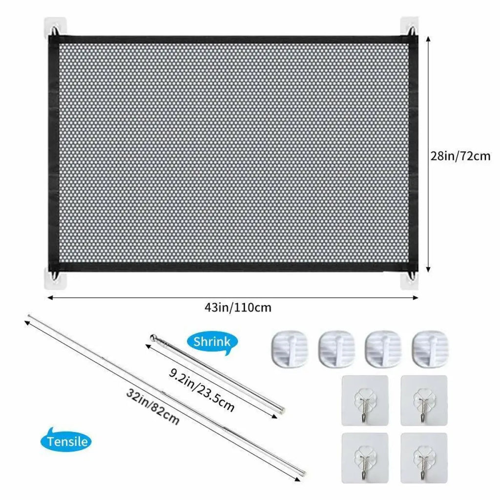 Mesh safety gate pressure mount hardware