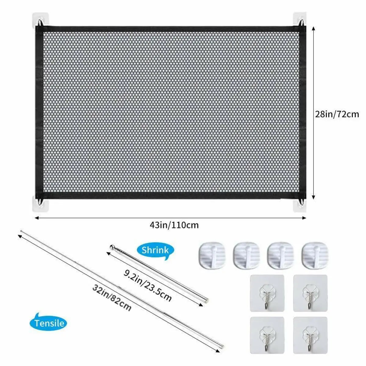 Mesh safety gate pressure mount hardware