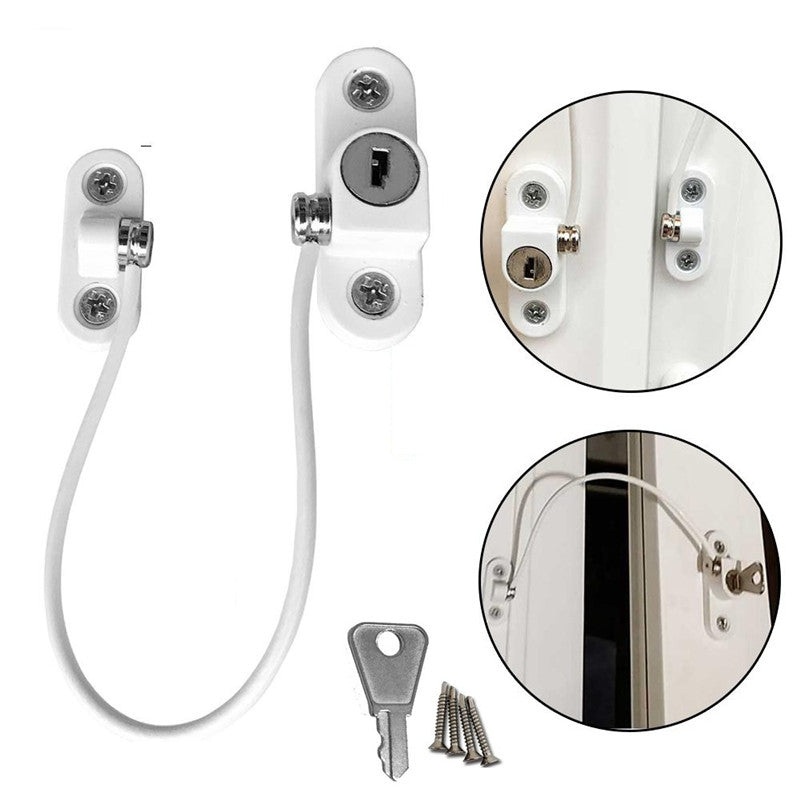 Window security chain lock installed