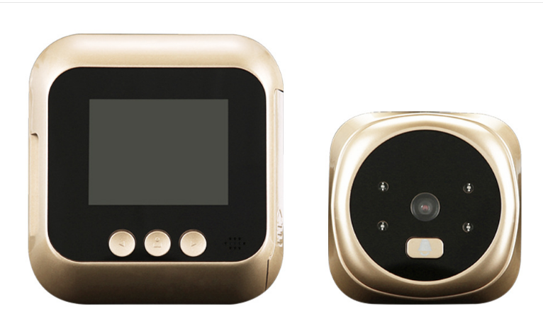 Electronic peephole doorbell installed on door