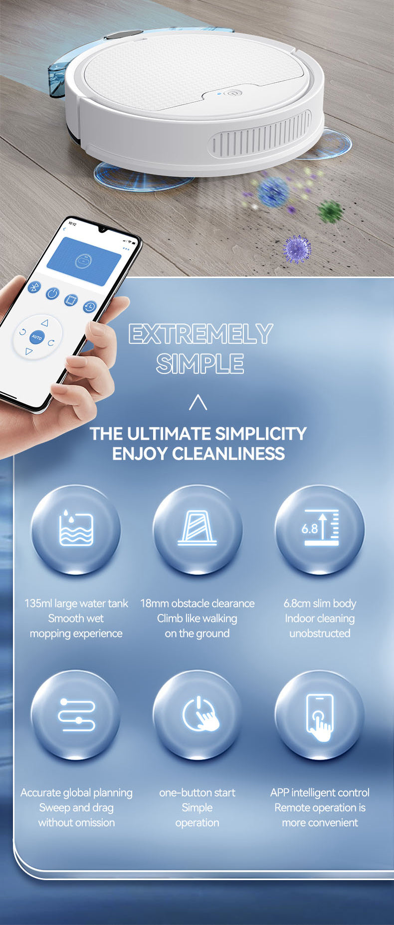 3-in-1 Smart Sweeping & Vacuum Robot