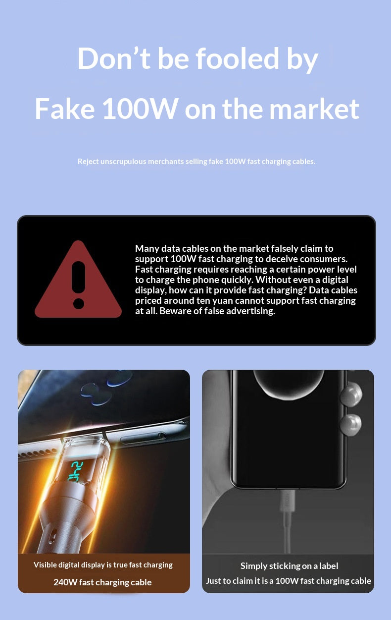 240W Type-C Fast Charging Cable, Digital Display