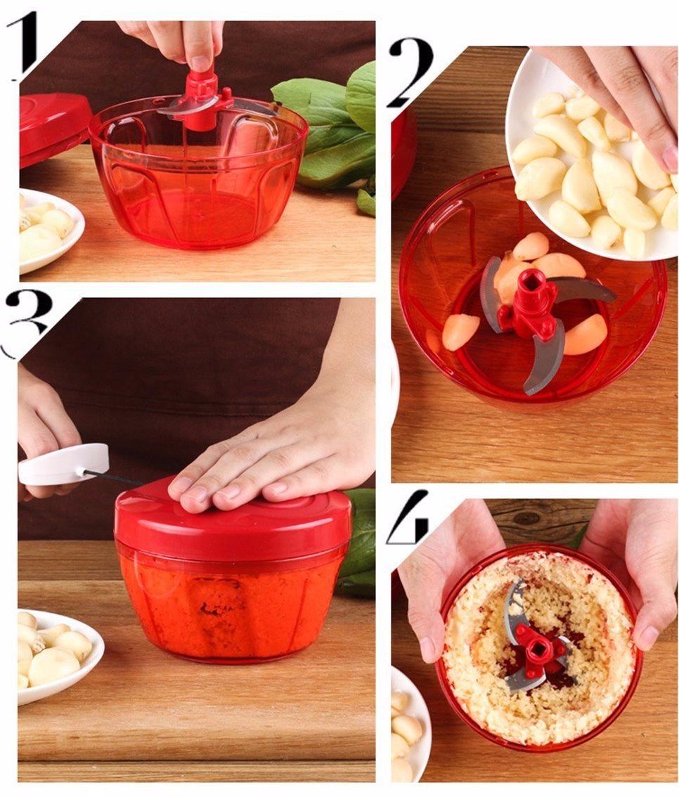 Food chopper disassembled parts