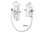 Window chain lock on cabinet