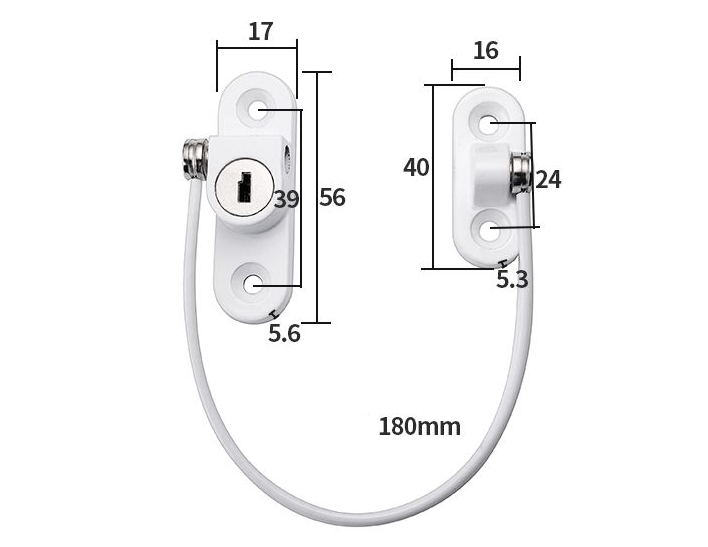 Window chain lock on cabinet