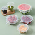 Reusable silicone stretch lids set of 6 on bowls and jars