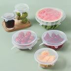 Reusable silicone stretch lids set of 6 on bowls and jars