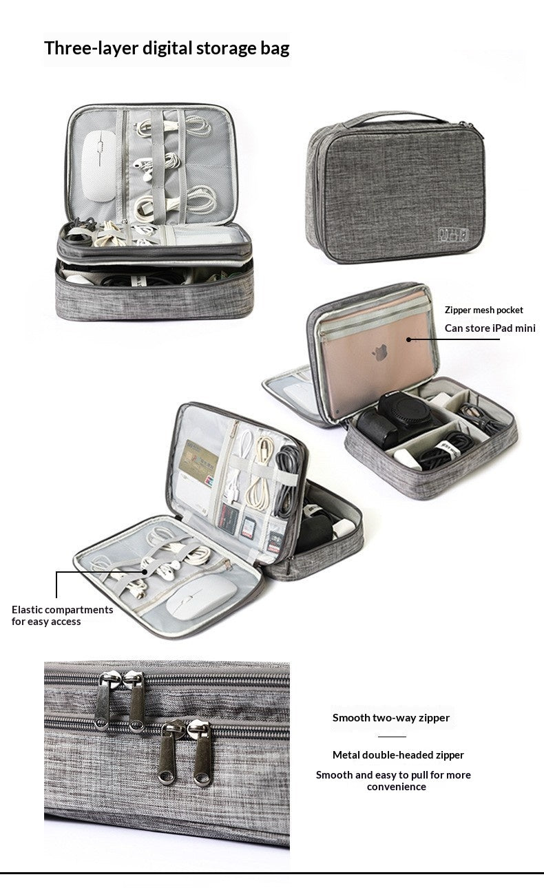 Double-Layer Travel Cable Organizer Bag