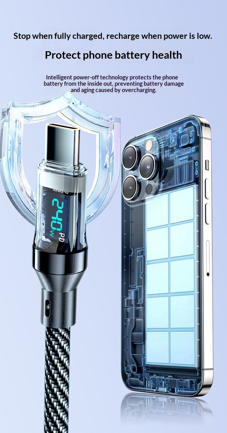 240W Type-C Fast Charging Cable, Digital Display