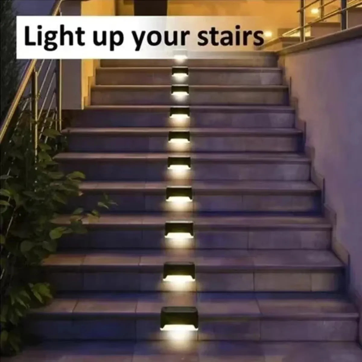 Solar deck light mounted on railing