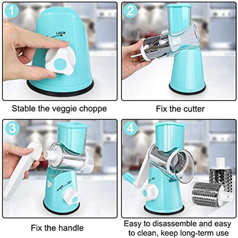Vegetable slicer with three interchangeable drums