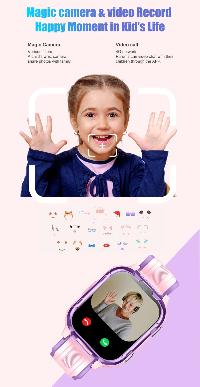 D55 Kids Smartwatch with GPS Tracker & SIM Card