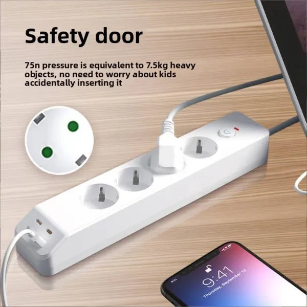 Power strip EU socket close-up