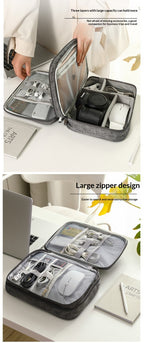 Double-Layer Travel Cable Organizer Bag