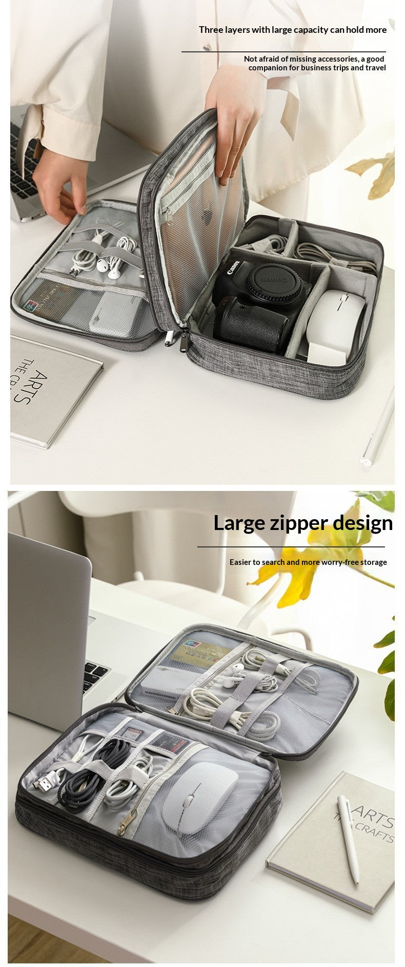 Double-Layer Travel Cable Organizer Bag