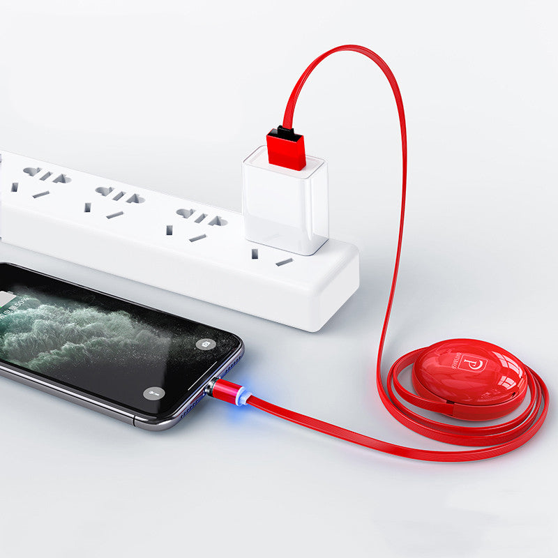 Magnetic retractable 3-in-1 charging cable