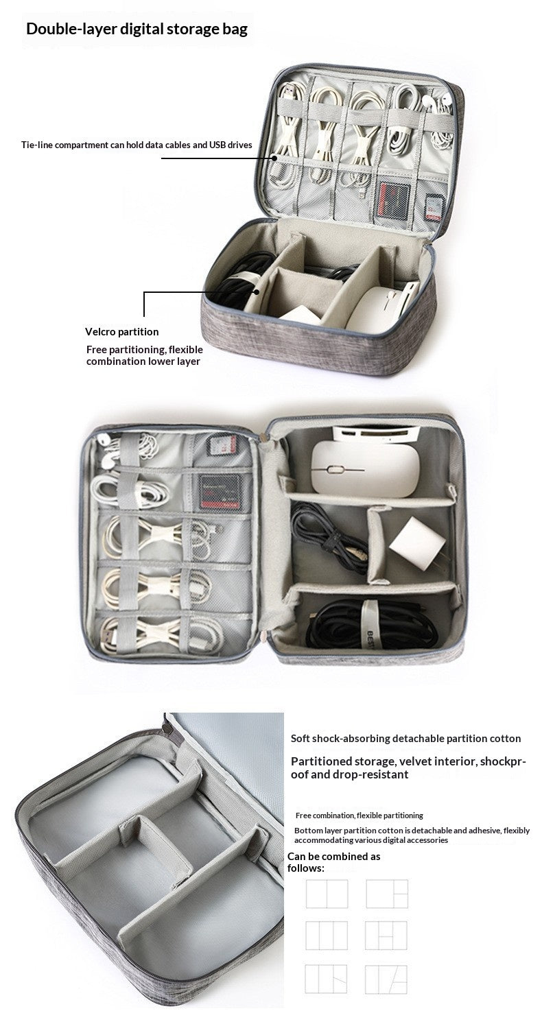 Double-Layer Travel Cable Organizer Bag