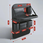 Car seat organizer tray in use