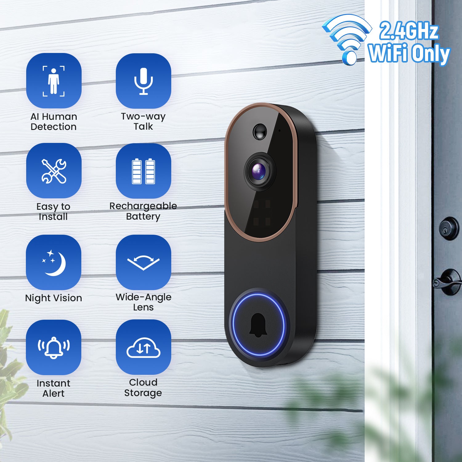 Outdoor Video Doorbell Camera with Intercom