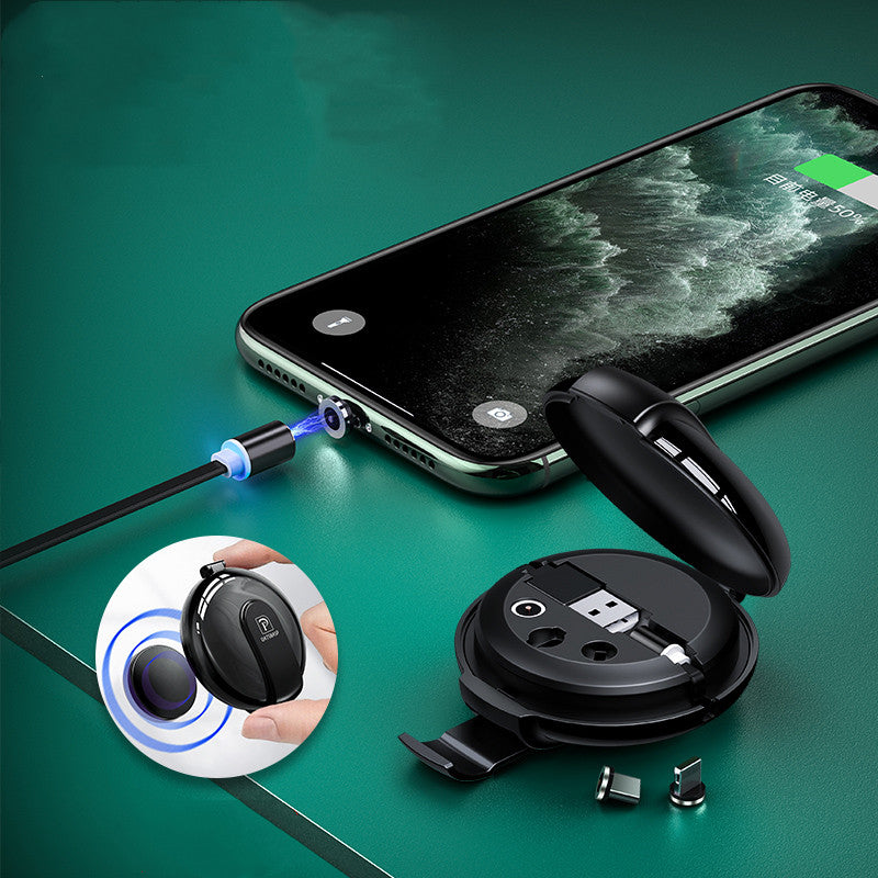 Charging cable with three magnetic tips