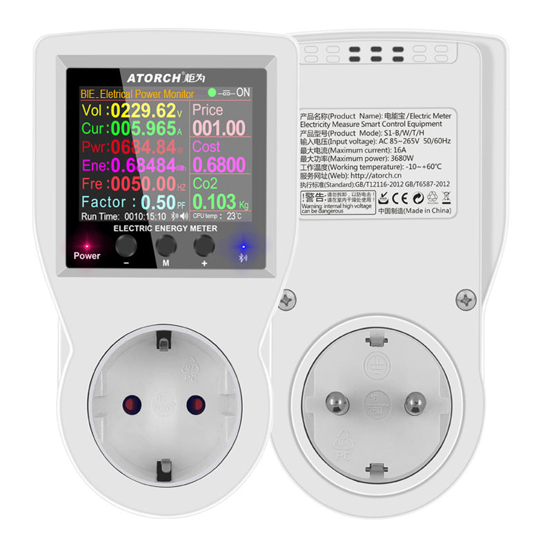 Energy meter plug display close-up