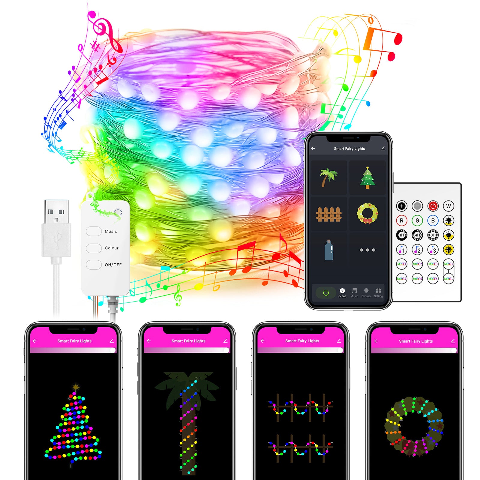 Smart LED String Lights, Music Sync