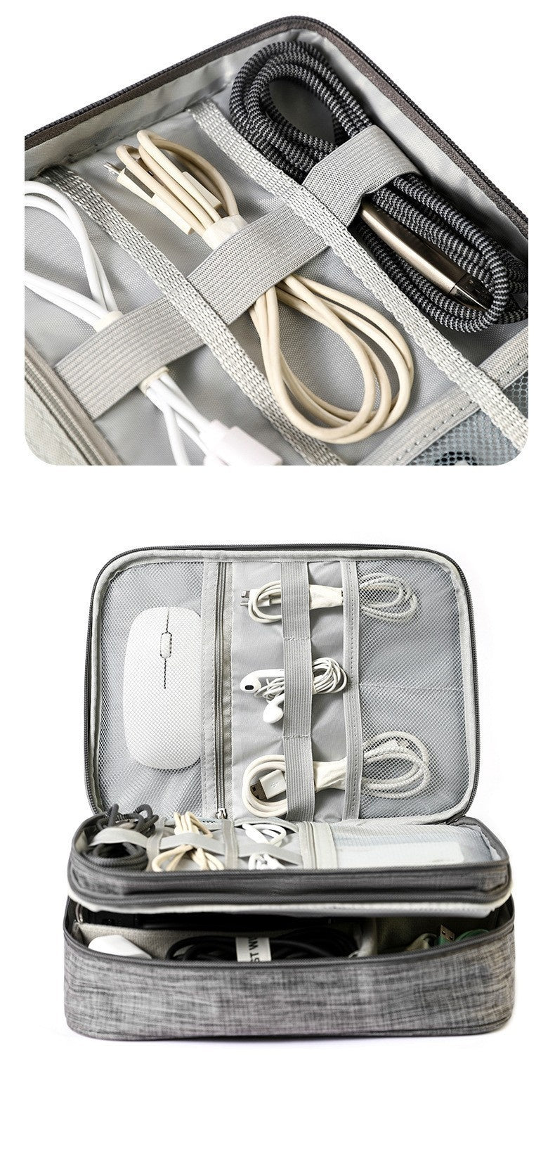 Double-Layer Travel Cable Organizer Bag